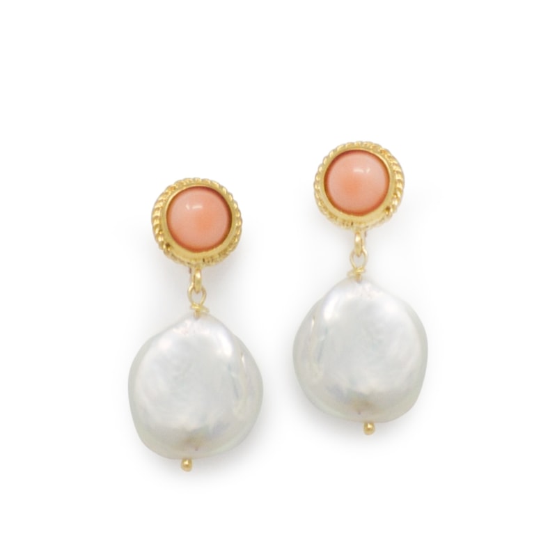 Thumbnail of Pink Coral & Keshi Pearl Earrings image