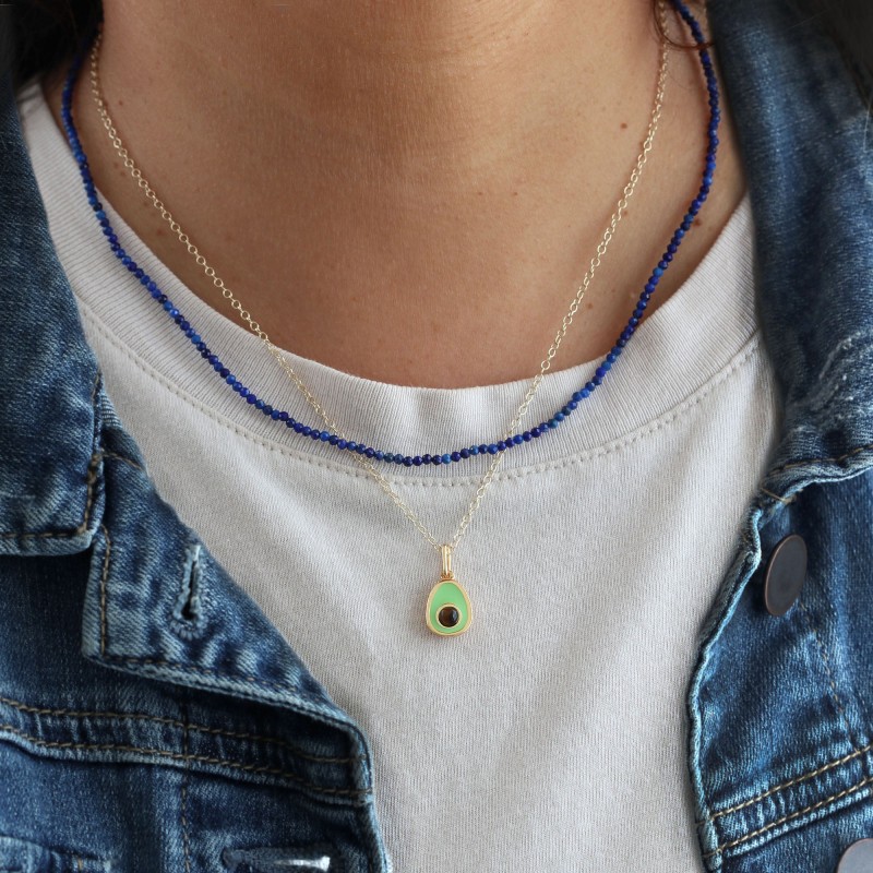 Avocado Enamel Charm Necklace Kris Nations Wolf Badger