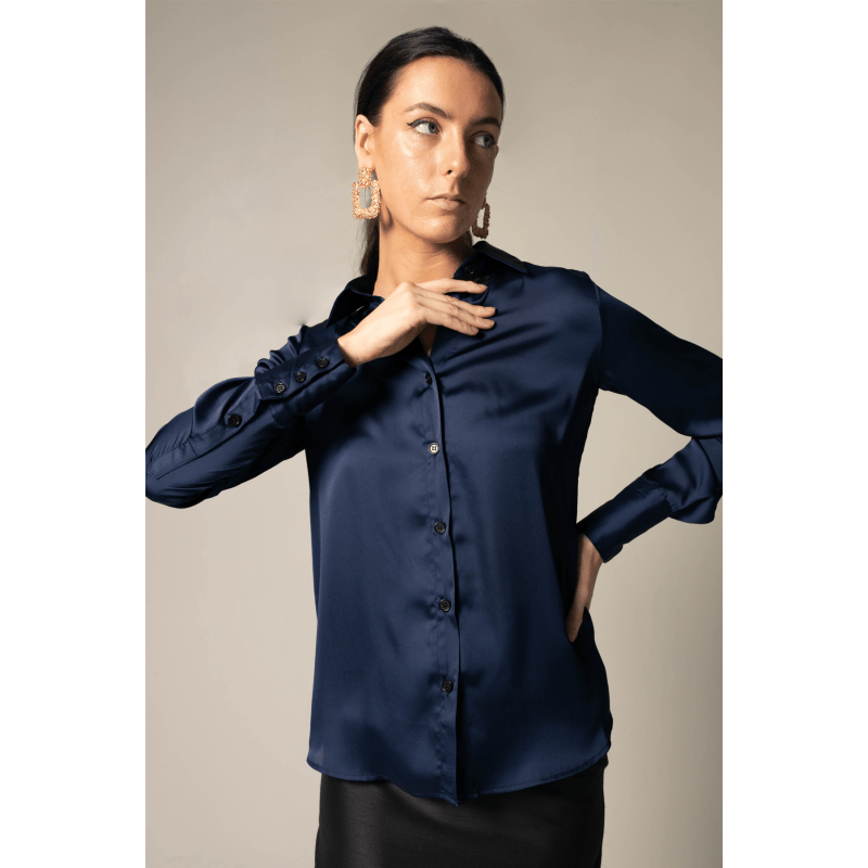 Thumbnail of Classy Women Silk Shirt In Royal Blue image