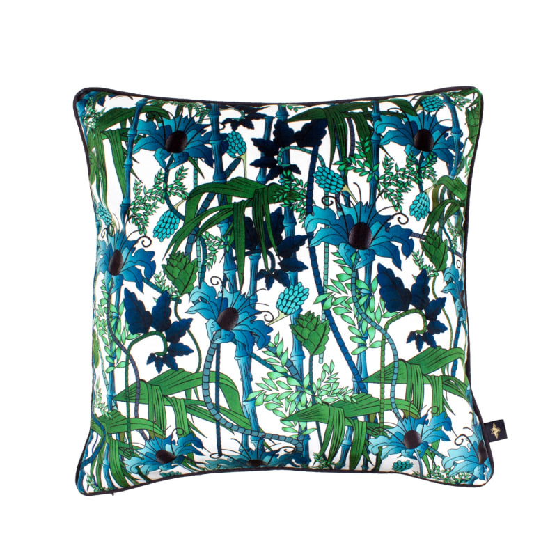 Thumbnail of Electric Lagoon White Velvet Cushion image