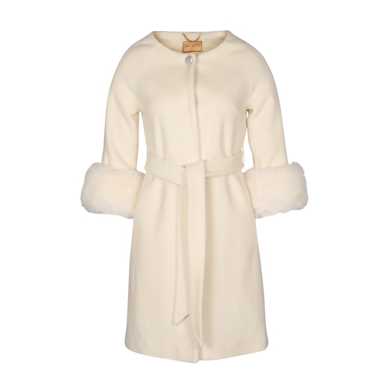 Thumbnail of 'Madame de Pompadour' 100% Italian Cashmere & Virgin Wool Coat In Crema image