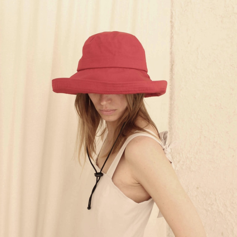 Thumbnail of Red Wide Brim Cotton Hat image