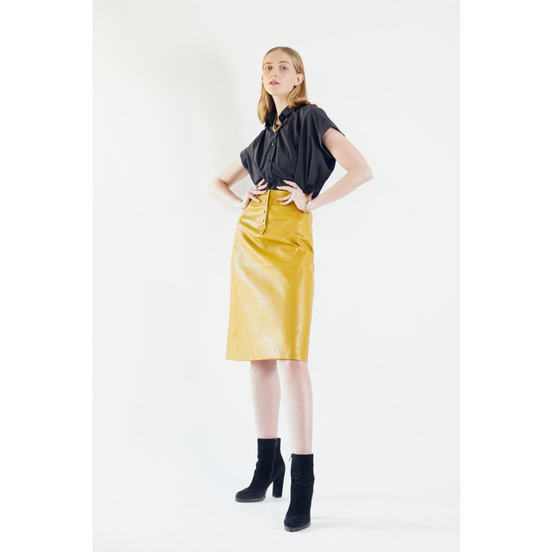 Thumbnail of Power Woman Mustard Leather Skirt image