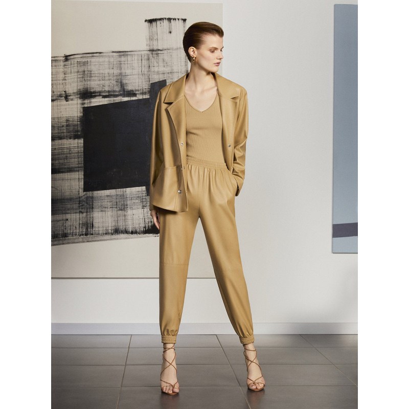 Beige faux deals leather pants