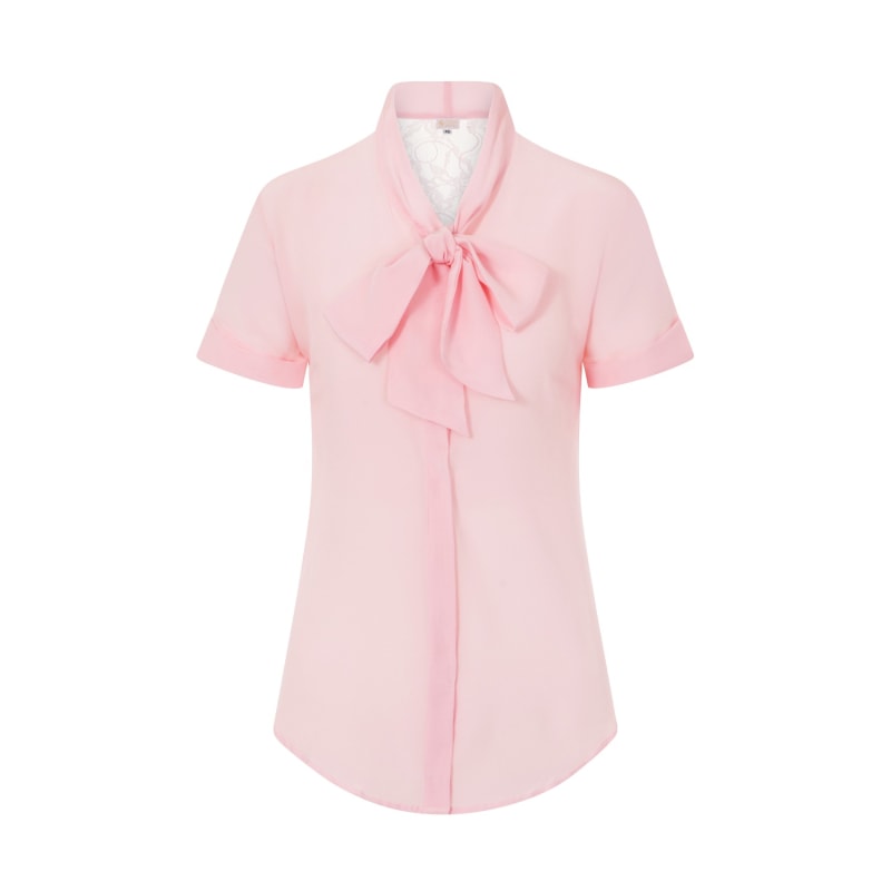 Pale Pink Silk Bow Blouse | Sophie ...