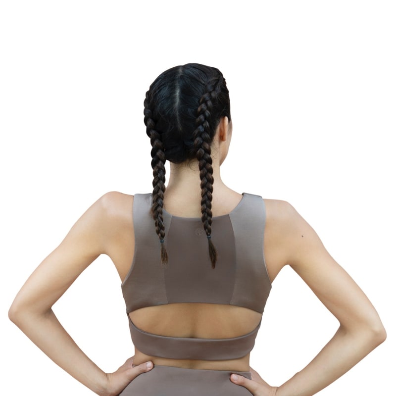 Thumbnail of Portland Open Back Crop Top In Jasper Brown image