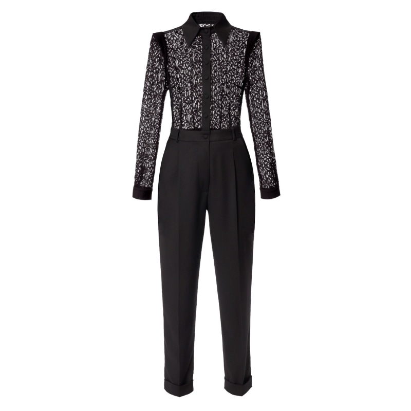 Thumbnail of Aylin Reach Black Lace Top Jumpsuit image