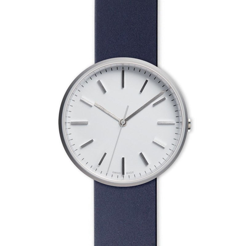 Thumbnail of Men's M37 Precidrive Three-Hand Watch In Brushed Steel With Nitrile Blue Rubber Strap image
