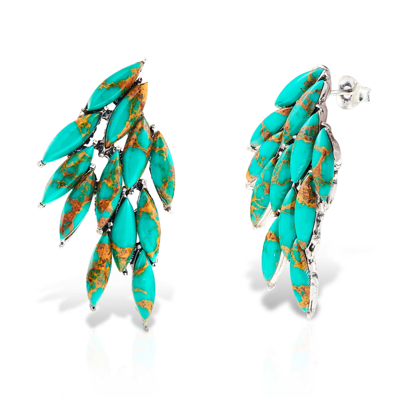 Thumbnail of Azael CuraçAo Earrings Green Copper Turquoise, Sterling Silver image