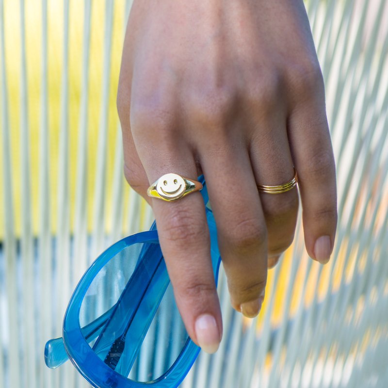 Smiley signet hot sale ring