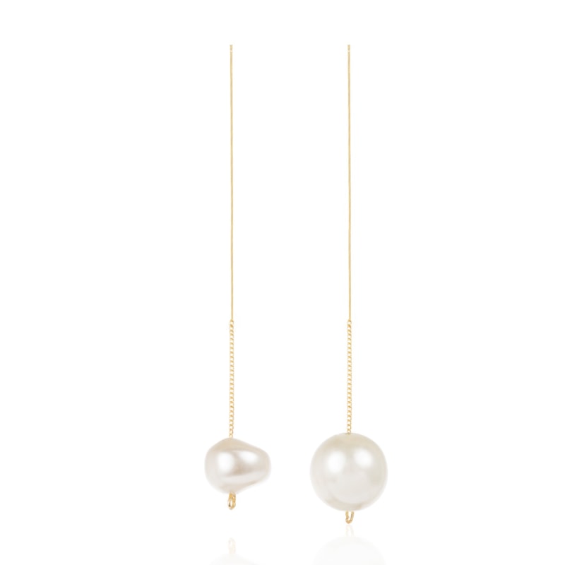 Iris Earrings 24k Gold Plated Freshwater Pearl Dangle & Drop Hook Earrings, EUNOIA Jewels