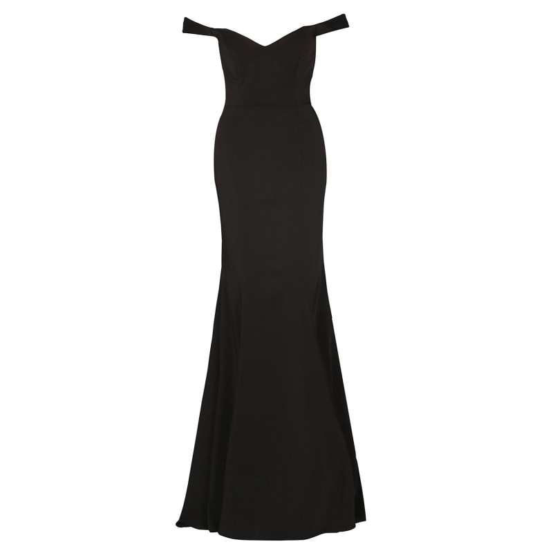 Talya Bardot Style Long Evening Dress Black by Dress 2 Party