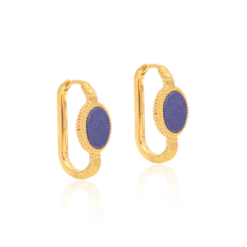 Thumbnail of Kora Gold Link Hoops - Lapis image