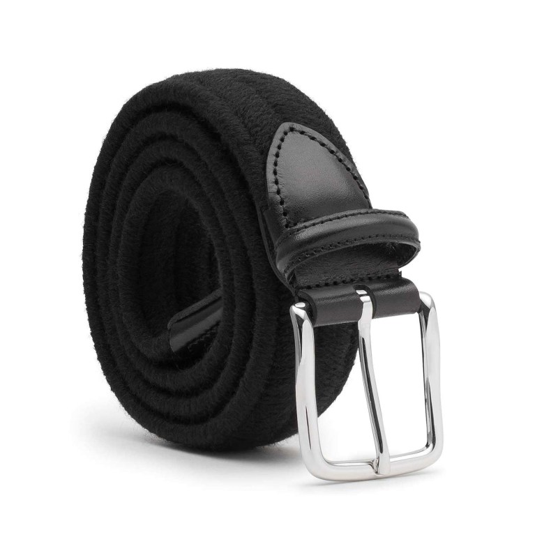 Hand-braided Men's Leather Belt Black - Cesare