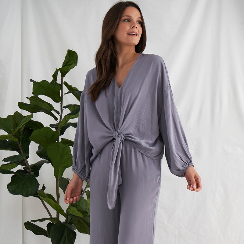 Thumbnail of Satin Loungewear Set In Grey image