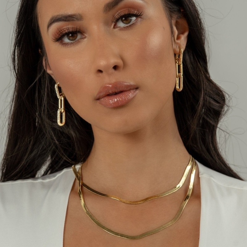 Thumbnail of Gold Filled Pavé Crystal Chain Link Earrings image