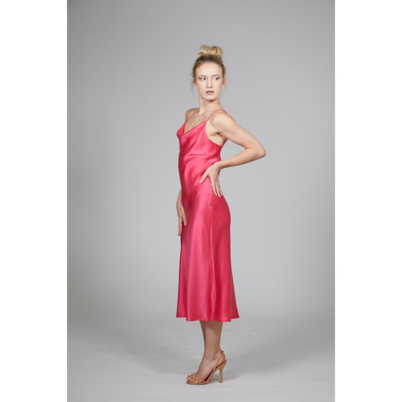 Thumbnail of Silhouette Silk Cowl Slip Dress - Fuchsia Pink image