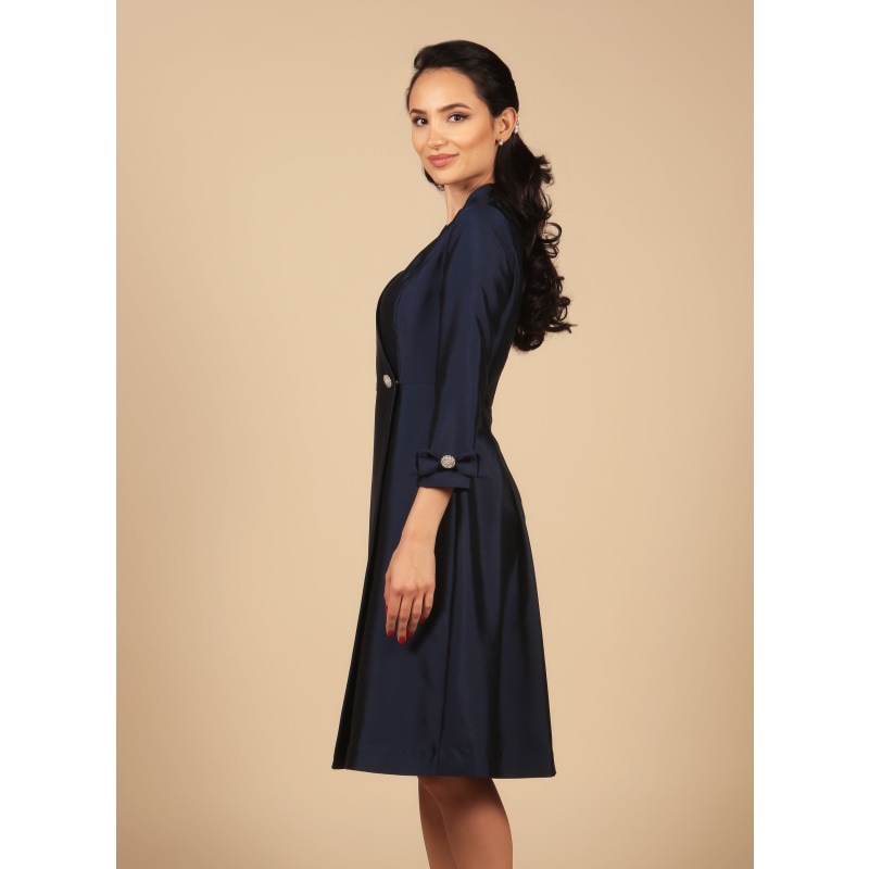 'Astor 100% Wool & Silk Dress Coat In Navy | Santinni | Wolf & Badger