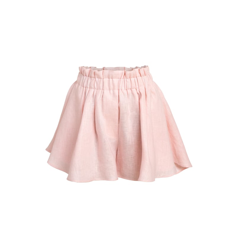 High Waist Linen Flowy Shorts In Pink Clich Reborn Wolf Badger