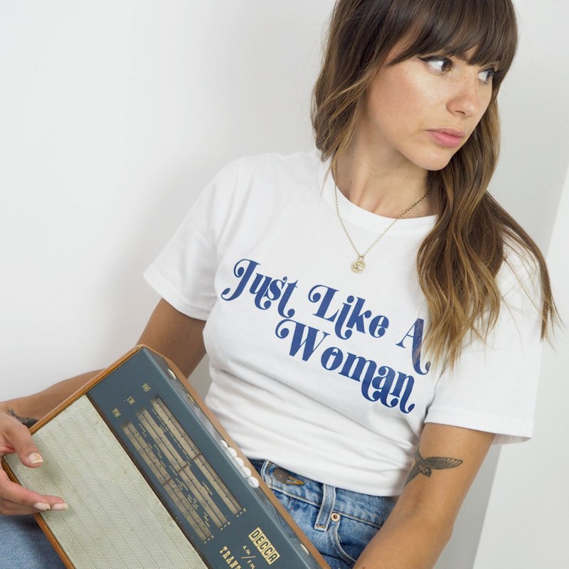 Thumbnail of Just Like A Woman Bob Dylan Inspired Retro Slogan T-Shirt image