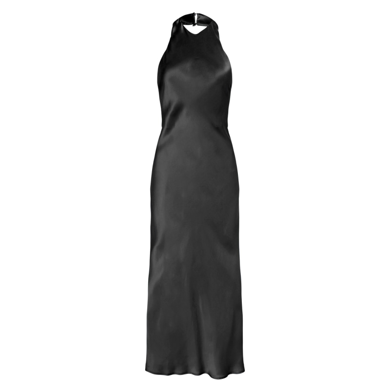 Black silk halter dress on sale