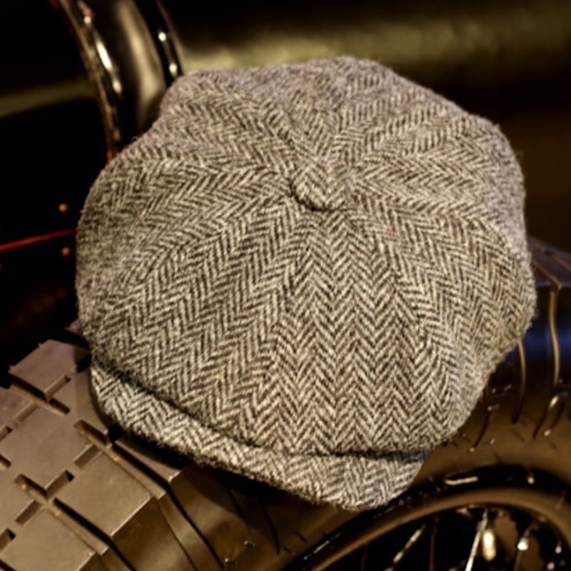 Thumbnail of Rileys Favourite Harris Tweed Bakerboy Cap In Grey Herringbone image