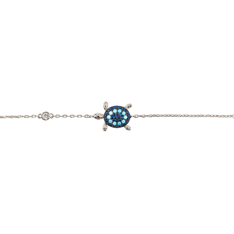 Thumbnail of Turtle Turquoise Blue Bracelet Silver image