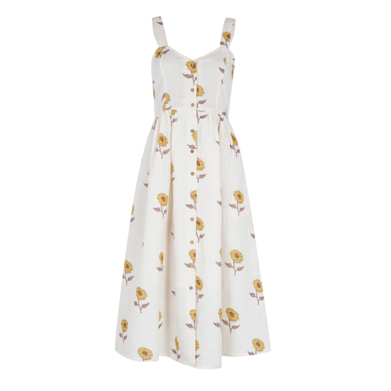Sunflower Hand Block Strap Dress by Em Shi