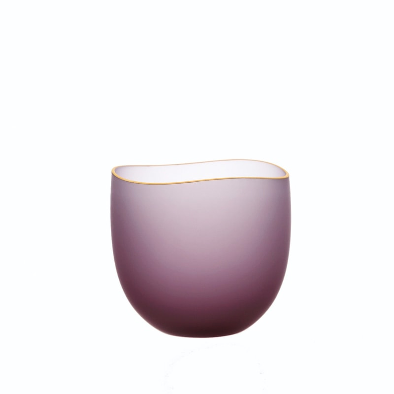 Thumbnail of Saki Handcrafted Sake Glass With Gold Rim - Pink & Purple 2.6" image