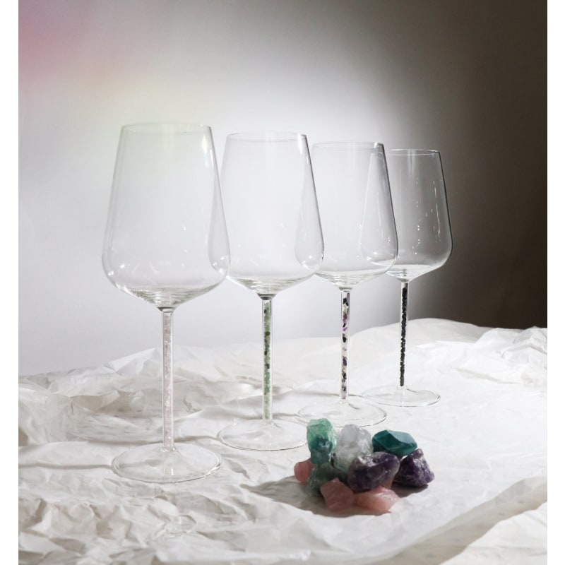 Assorted Crystal-Stemmed Wine Glasses - Four Piece