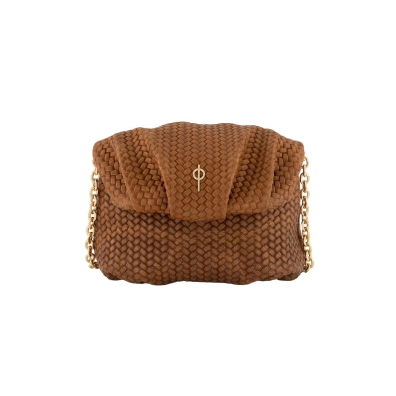 Braid Print Baby Leda Brown - Leather Crossbody