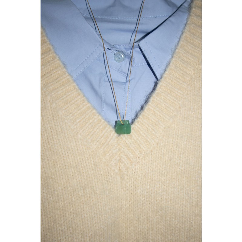 Thumbnail of Baby Lock Jade Stone Pendant Necklace image