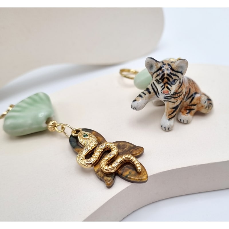 Thumbnail of Baby Tiger & Snake Gold Earrings image