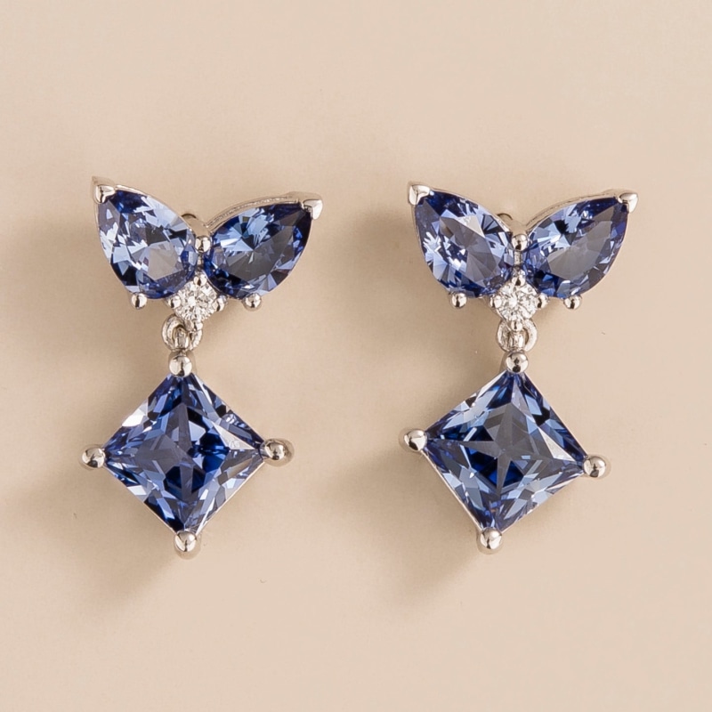 Thumbnail of Amore White Gold Earrings Ceylon Blue Sapphire & Diamonds image