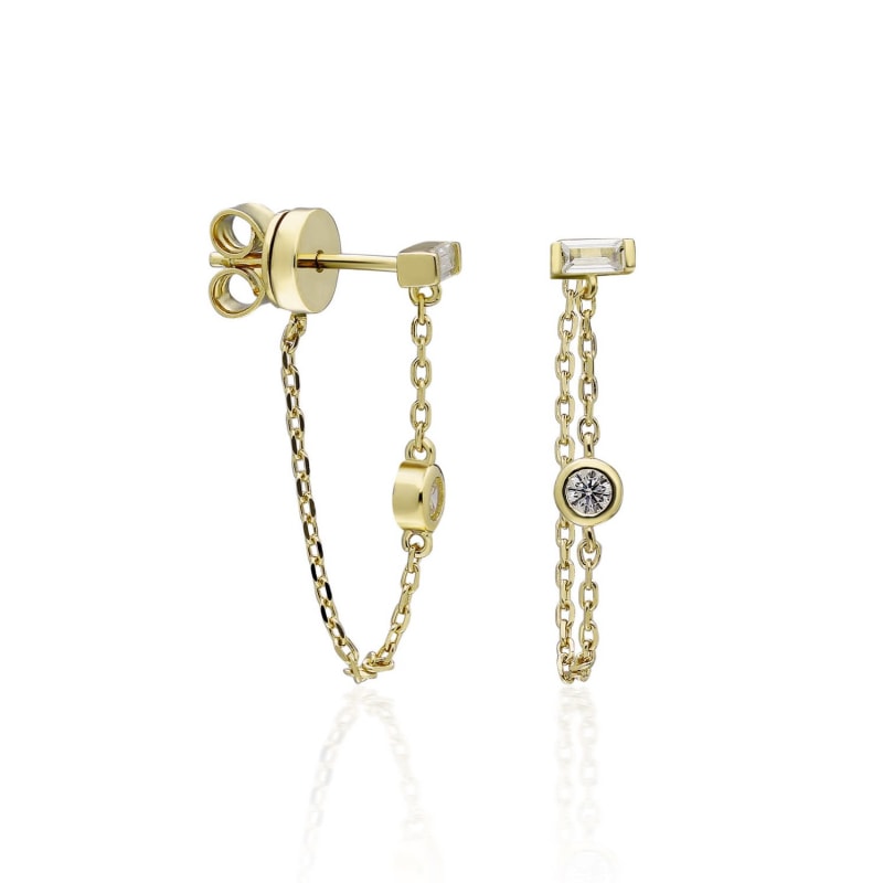 Baguette Bezel Short Chain Earring | Miss Happiness | Wolf & Badger