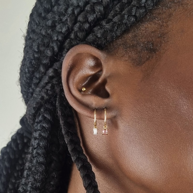 Thumbnail of Baguette Clicker Hoop Earrings - Silver image