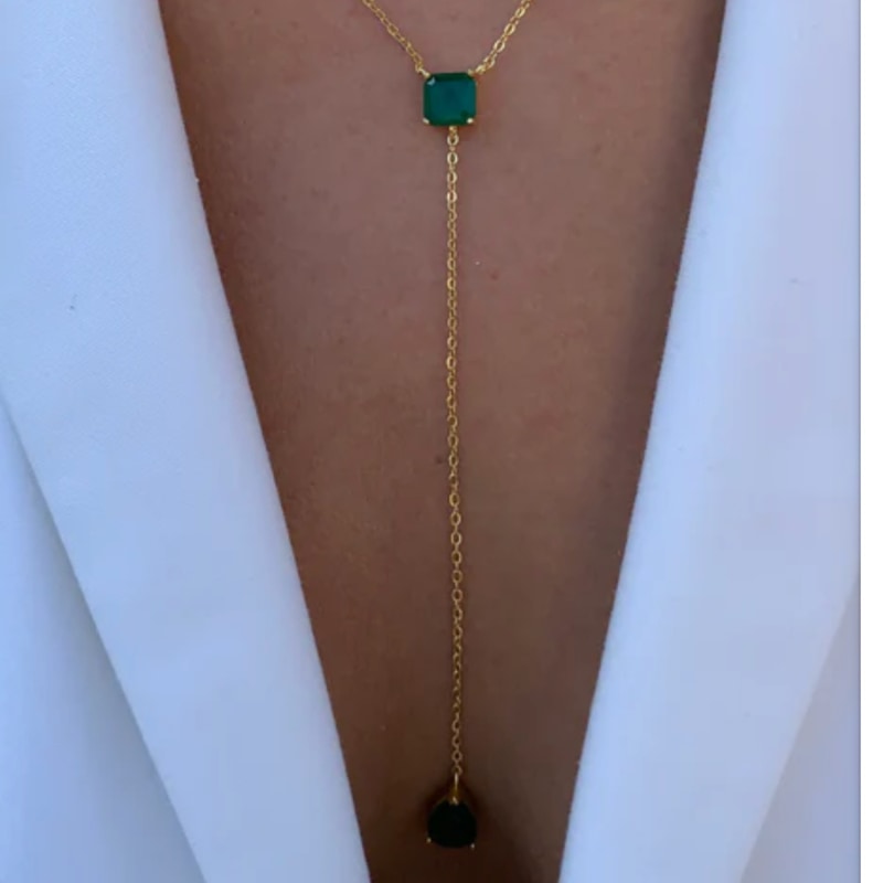 Emerald outlet lariat necklace