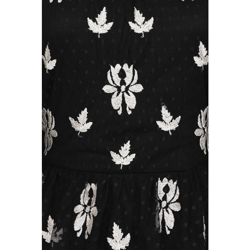 Thumbnail of Baia Leaf Embroidered Tiered Maxi Dress - Black image