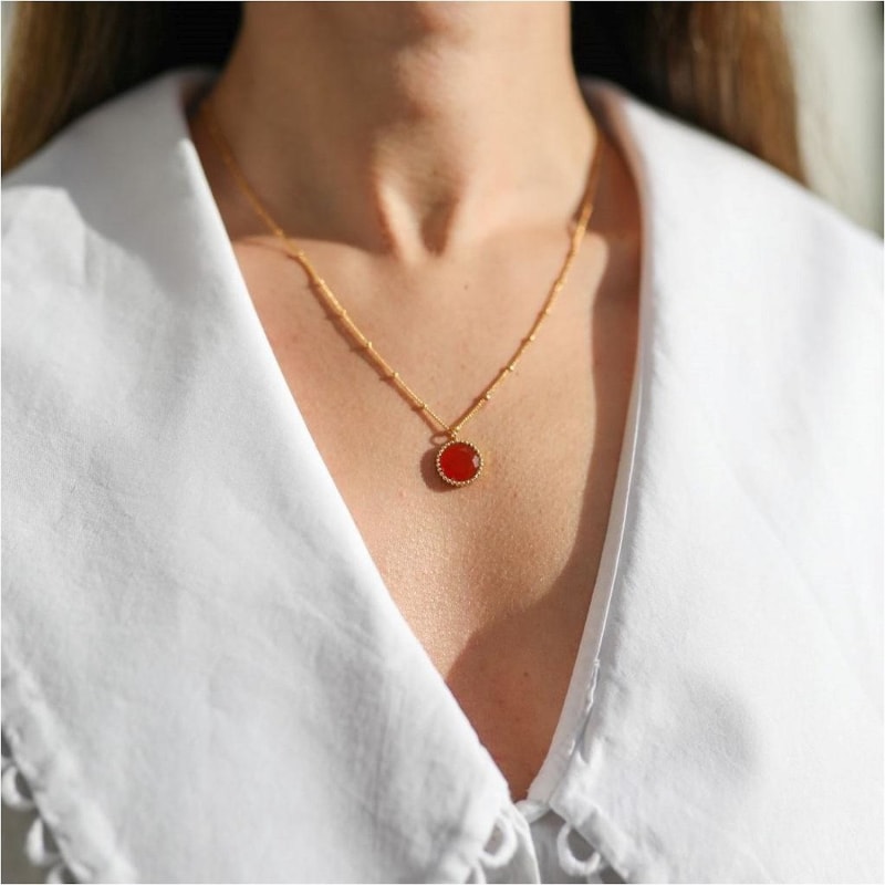 Thumbnail of Bali 9Ct Gold July Birthstone Necklace Carnelian image