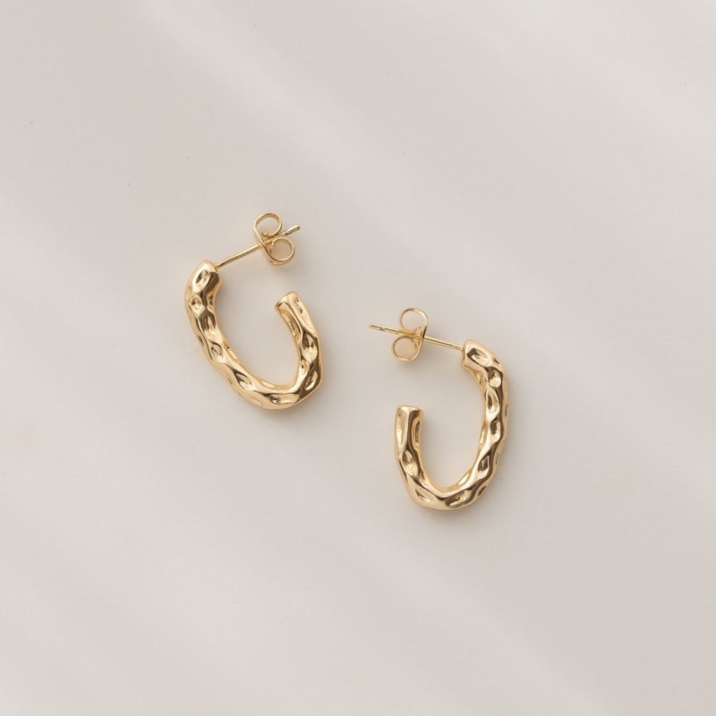 Thumbnail of Bali Hammered Textured Gold Hoops image