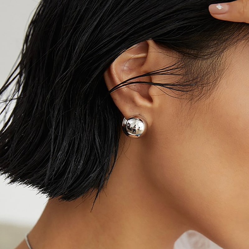 Ball Shape Sterling Sterling Silver Earrings by Ms. Donna