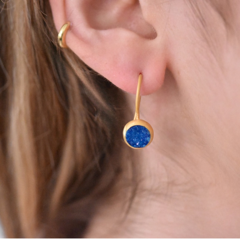 Balls Of Fire Blue Druzy Earrings, Gem Bazaar Jewellery