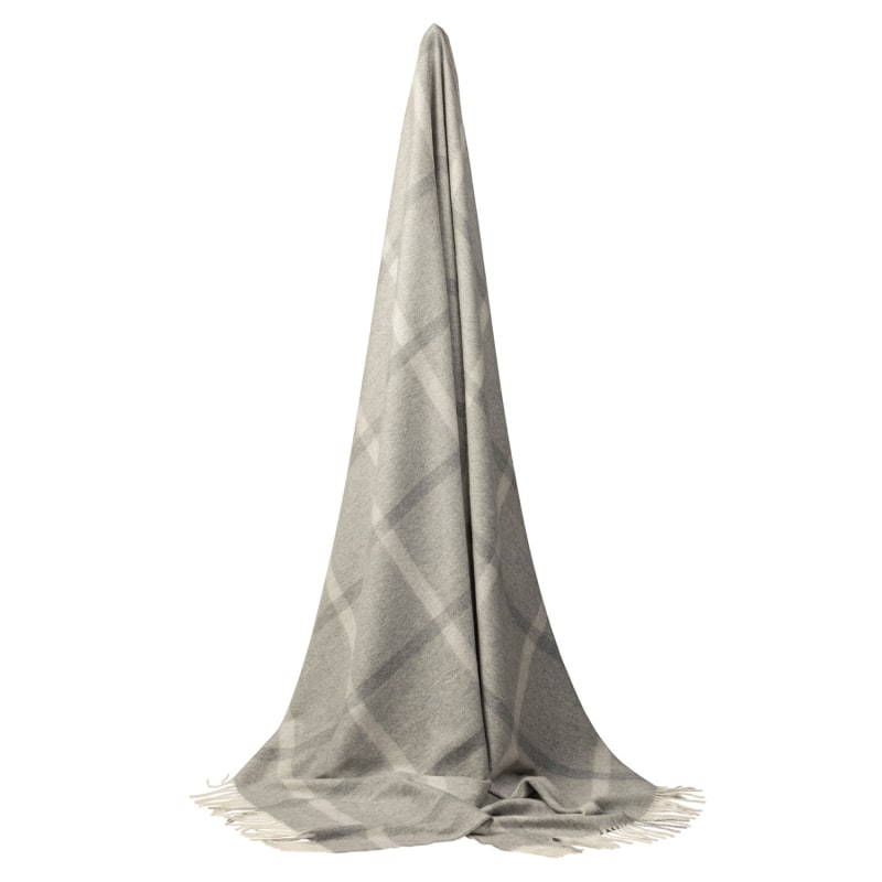Balvenie Mid Grey Pane Check Cashmere Throw Kinalba Wolf Badger