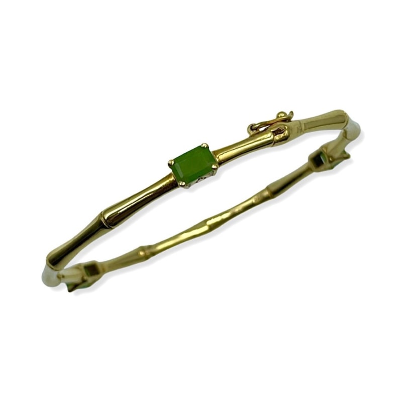 Thumbnail of Gold Vermeil Bamboo Bangle - Aventurine image