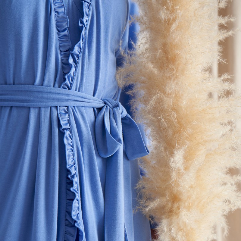 Thumbnail of Bamboo Frill Kimono In Cornflower Blue image