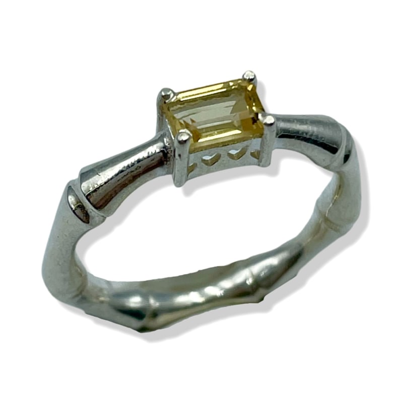 Thumbnail of Sterling Silver Bamboo Ring - Citrine image