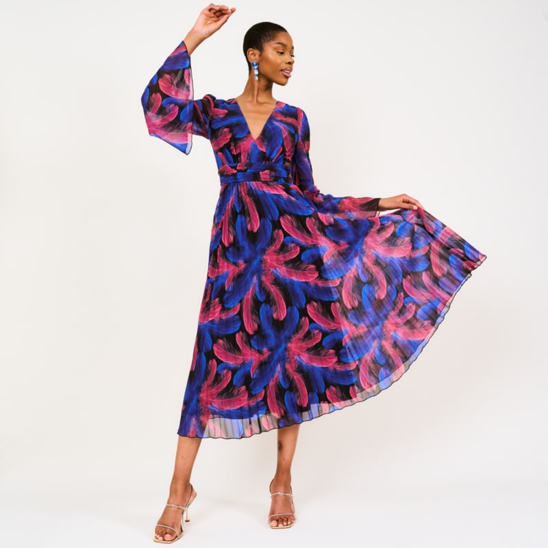 Feather print dress best sale