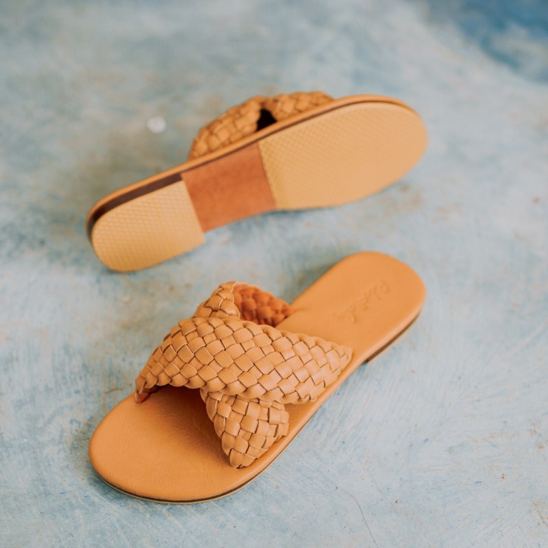 Thumbnail of Barbara Woven Leather Sandals In Tan image