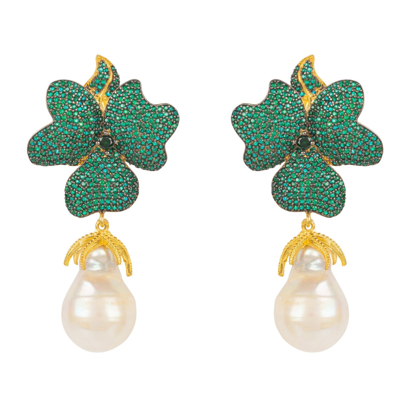 Green Flower Drop Earrings Green Flower Drop Earrings