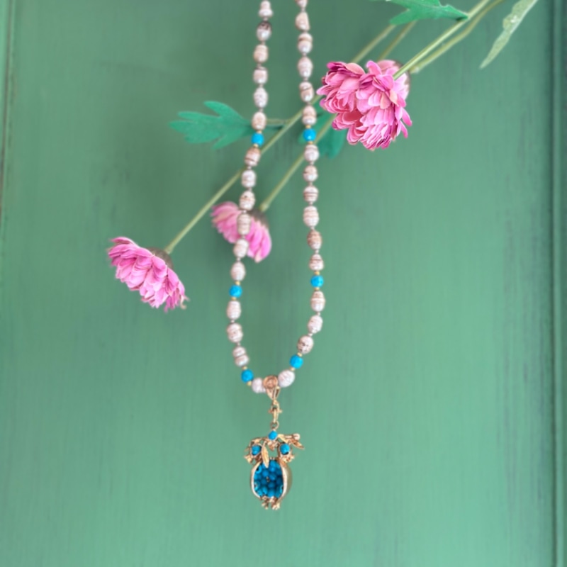 Thumbnail of Baroque Pearl Necklace - Turquoise Pomegranate image